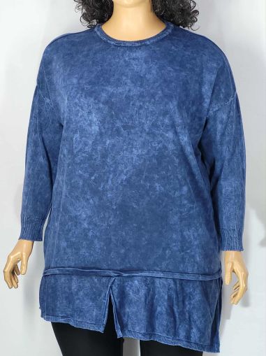 Дамски макси пуловер в големи размери интересна плетка  варен памук различни цветове 01 01525