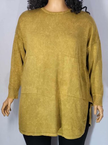 Дамски макси пуловер в големи размери интересна плетка  варен памук различни цветове 01 01527