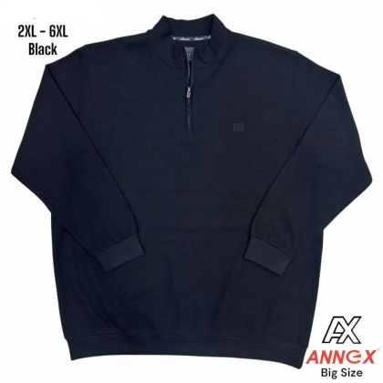 Мъжка блуза с цип и интересна плетка в големи размери черно  20 00530