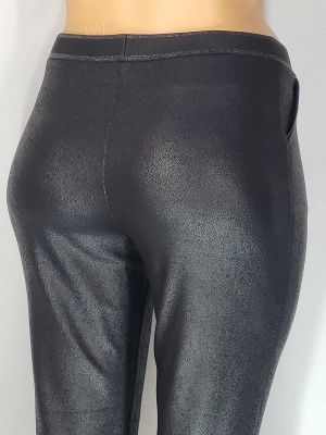 Дамски макси  еластичен плътен спортно елегантен панталон в големи размери с  интересна рипсена материя,цип и камъни отстрани на крачолите ,широк ластик в черно   03 00551