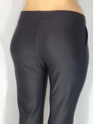 Дамски макси еластичен панталон в големи размери с нежни камъчета и цепки на крачола в черно 03 00553