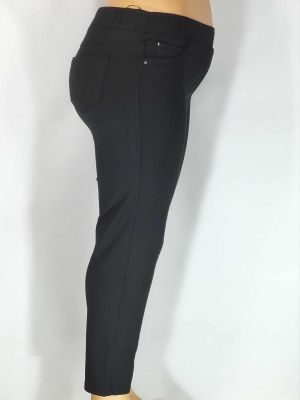 Дамски макси еластичен панталон в големи размери  изчистен  много дебел слим в черно 03 00554