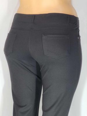 Дамски макси еластичен панталон в големи размери  изчистен  много дебел слим в черно 03 00554