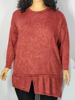 Дамски макси пуловер в големи размери интересна плетка  варен памук различни цветове 01 01525