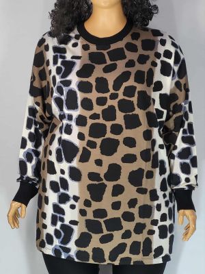 Дамска макси блуза в големи размери тънка вата с интересна щампа   01 01531