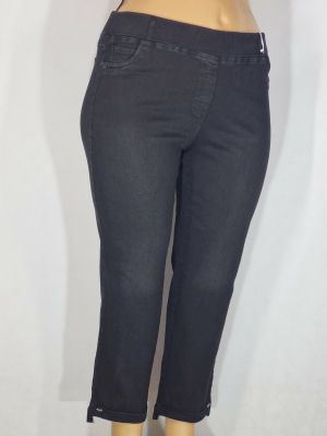 Дамски макси спортни плътни  еластични дънки в големи размери изчистени с маншет в  черно     02 00559