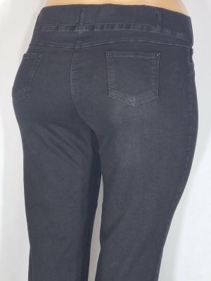 Дамски макси спортни плътни  еластични дънки в големи размери изчистени с маншет в  черно     02 00559