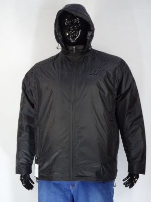 Мъжко пролетно-лятно яке със сваляща се качулка в големи размери черно и тъмно синьо 26 00096