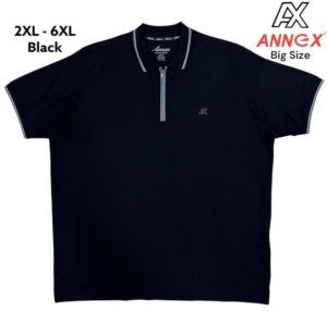 Мъжка тениска тип лакоста с яка и цип в големи размери 28 000070