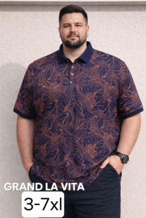 Мъжка блуза с  яка и копчета в големи размери 28 000077