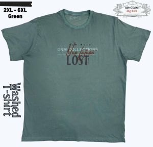 Мъжка тениска варен памук в големи размери с щампа в зелено 28 000082