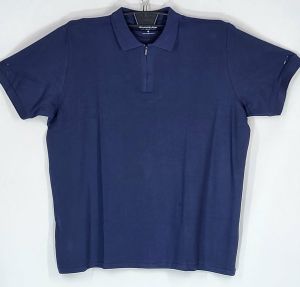 Мъжка тениска тип лакоста с яка и цип в големи размери 28 000101